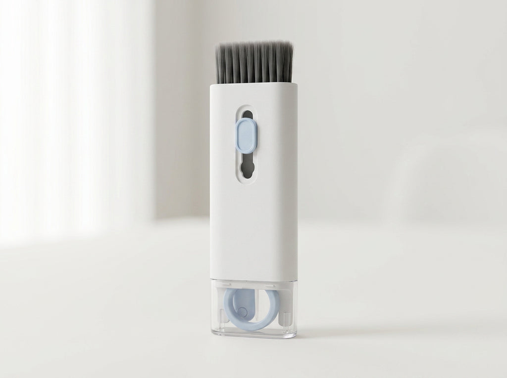 Outil multifonction ClairDesk debout, brosse et compartiment transparent