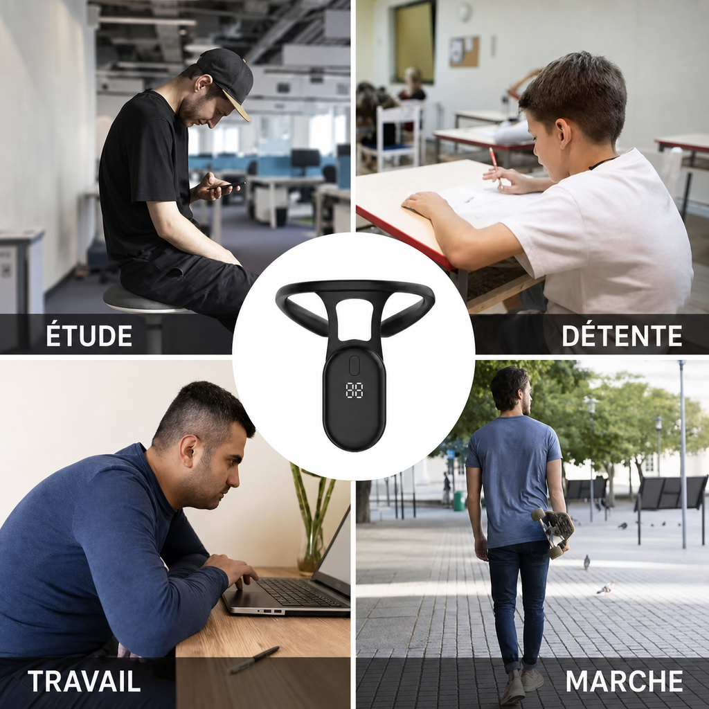Correcteur de posture intelligent – Anti-dos voûté, Pour adultes et enfants